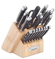 Cuisinart 21-piece Triple Rivet Cutlery Block Set with bonus Cutting Board, Natural Wood Block