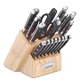 Cuisinart 21-piece Triple Rivet Cutlery Block Set with bonus Cutting Board, Natural Wood Block
