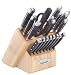 Cuisinart 21-piece Triple Rivet Cutlery Block Set with bonus Cutting Board, Natural Wood Block