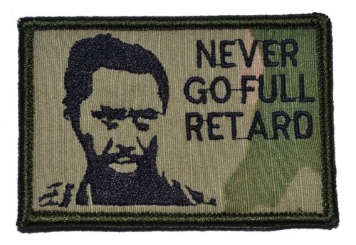 Never Go Full Retard Kirk Lazarus 2x3 Military Patch / Morale Patch - Multiple Colors