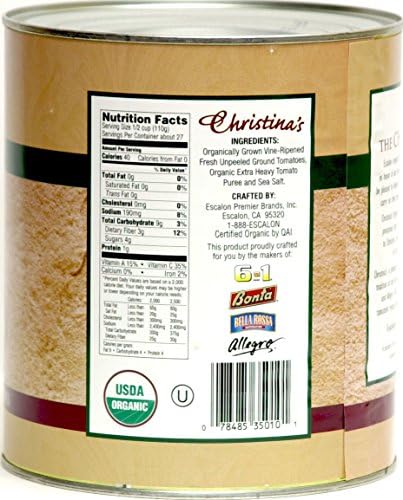Christina's Organic Ground Tomatoes in Heavy Puree, 6-pound 9-ounce No. 10 Can