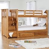 Woodcrest Stairway II Twin over Twin Bunk Bed with Stairs plus 2 Free Mattresses! - WCM306