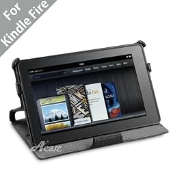 Acase High Quality Premium Slim Leather Case Folio with built-in Stand for Kindle Fire Full Color 7" Multi-touch Display, Wifi (Black)
