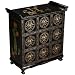 EXP Handmade Asian Furniture - 30" Black Lacquer 9-Drawer Chinese Storage Cabinet Painted Gold Trim