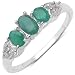 0.70 Carat Genuine Emerald & Diamond Sterling Silver Ring