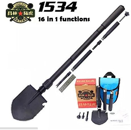 Ghaziman Outdoor Military Survival Folding Shovel and Pick with Carrying Pouch,Multi-function Military Portable Camping Shovel for Camping, Hiking, Backpacking, Fishing and so on (CZ-1534)