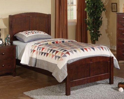 Twin Size Bed Contemporary Style in Brown Finish