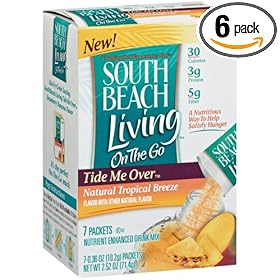South Beach Diet Tide Me Over On-the-Go Tropical Breeze, .36-Ounce Packets, 10 Count Boxes (Pack of 6)
