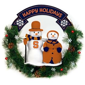  20 inch NCAA Syracuse Orange Happy Holidays inch Snowman Christmas Wreath