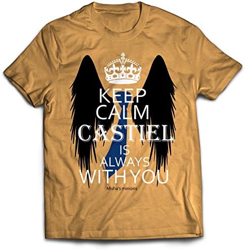 Supernatural Keep Calm Castiel Is Always with You-misha's Minions T Shirt Short Sleeve (Medium)