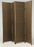 4 Panel Black And Natural Room Screen Room Divider
