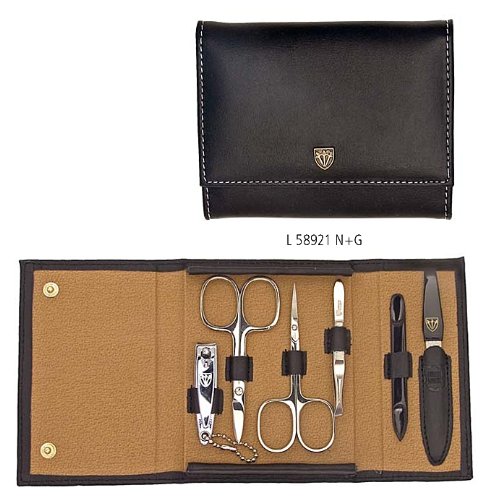Drei Schwerter - Trousse manucure & pédicure 6 pièces en cuir véritable. Qualité: Fabriqué à Solingen, Allemagne