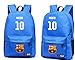 Fc Barcelona Messi #10 Backpack Schoolbag Soccer World (Blue)