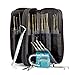 25 Pieces Premium Practice Lock Pick Set, Centh Crystal Transparent Blue Professional Visible Cutaway Inside View Padlocks with 2 keys, 24pcs Various Picks Crochet Hook, Wrenches