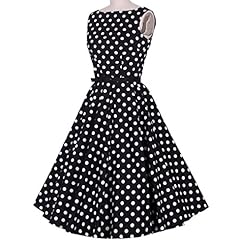 Cocktail Vintage Lace Belted Cotton/Leather Sleeveless Bubble Dress Polka Dot Print Party Dress 