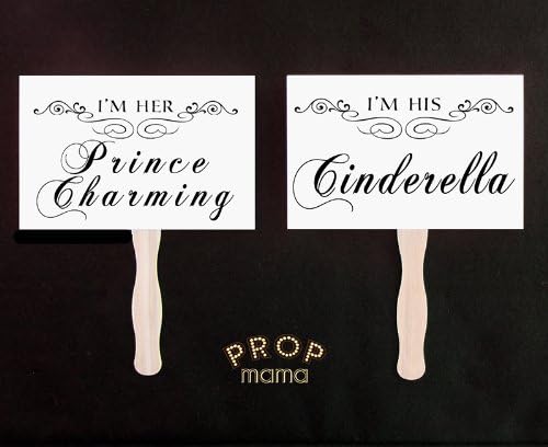 Prince Charming + Cinderella "Happily Ever After" Paddle Signs. Photo Shoot Props.