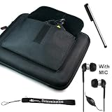 Premium Slim Hard Nylon Cube Case with Pocket for Apple iPad 16GB, 32GB, 64GB Wi-Fi and WiFi + 3G + Includes a 4-inch eBigValue (TM) Determination Hand Strap + Premium Quality Metal Stylus Styli for Apple iPad + Luxurious In Ear Headphones with Mic (Black)