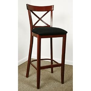 X-Back Beech Wood Dining - Kitchen Bar Stool, Assembled - Dark Mahogany by Euro Select