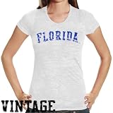 NCAA Florida Gators Ladies White Burnout w/ Swarovski Crystals Premium T-shirt (Large)