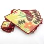 ThinkBamboo Printed Pattern Bamboo Placemats with Matching Coasters, Red Border, Tropical Flower Pattern - 8 sets (16pcs)