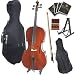 Cecilio 4/4CCO-400 Ebony Fitted Solid Wood Cello with Hard and Soft Case, Bow, Rosin, Bridge, Strings and Stand (Full Size)