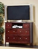 IMAGE OF TV Stand Media Chest with Drawers in Brown Cherry Finish