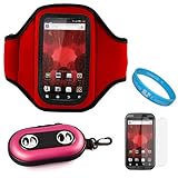 Red Moisture Resistant Protective Neoprene Exercise Workout Armband with Ad ....