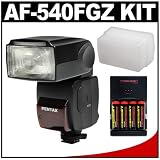 Pentax - Pentax AF-540FGZ Flash + Sto-Fen Omni-Bounce Diffuser + 4 Batteries & Charger for Pentax K10D, K20D, K100D, K110D, K200D & K2000 Digital SLR Cameras
