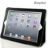 EasyAcc Schwarz leder Folio Tasche & Schutzhülle (Case Cover) mit Aufsteller for Apple Das Neue iPad 3 (Genuine 3rd Generation iPad hülle) Build-in Auto Sleep & Auto Wake Funktion(Compatible with the new iPad 3, Not for iPad 2) – Black, High Quality Pu Leather
