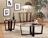 3Pc Black Finish Metal Base Occasional Table Set by Coaster