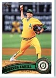 2011 Topps Baseball Card # 436 Trevor Cahill - Oakland Athletics - MLB Trading Card (Series 2) in a Protective Screwdown Case