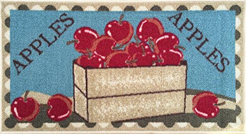 Non-skid Rubber Backed Accent Rug Doormat 18"x31" Apple Basket Entry Kitchen Bathroom Mat