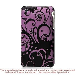 Purple with Black Wave Flower Snap on Hard Skin Faceplate Cover Case for Apple Iphone 3g 3gs