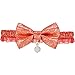 Blueberry Pet 18 Designs Gold Print Lucky Clouds Breakaway Lace Choker Cat Collar in Red with Handmade Bow Tie and Pearl, Safety Elastic Stretch Collar for Cats, Neck 8.5