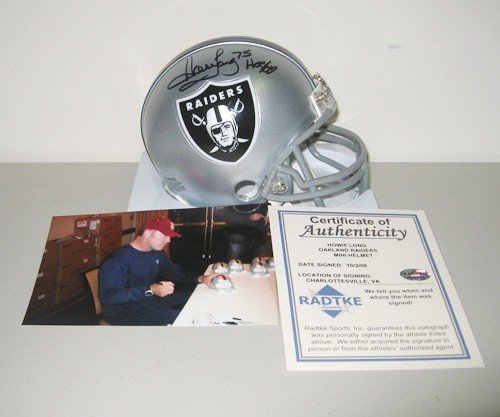 Howie Long Autographed/Hand Signed Oakland Raiders Mini helmet with HOF 00 inscription