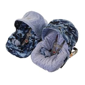 Itzy Ritzy Baby Ritzy Rider in Blue Camo & Blue Minky Dot Infant Car Seat Cover