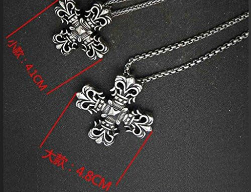 Stainless Steel Gothic Flower Cross Unisexs Pendant Necklace Length 41MM - Adisaer Jewelry