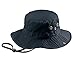 Mega Cap Wholesale Washed Cotton Fishing Hunting Hiking Outdoor Bucket Hat w/Chin Cord (Black, Size M) - 21249