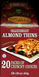 THIN Addictives Cranberry Almond Thins 20 Packs of Crunchy Cookies NET WT 1 Lb (454 g)