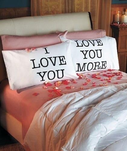 I Love You More Pillowcases 2 Valentines Day Gift Couple Bedding Bedroom,couples Pillowcase Set - Soft White Cotton