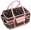 MACKINAC MOON OPEN TOP CRAFT TOTE-PINK/CHOCOLATE