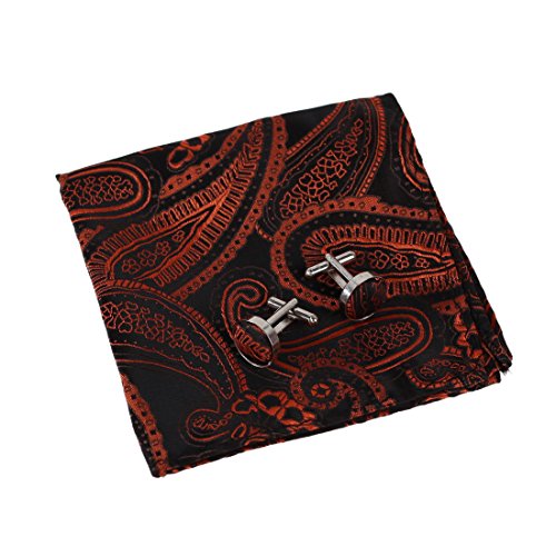EEF1B07-08 Mens Style Microfiber paisleyed Pocket Square Cufflinks Set By Epoint