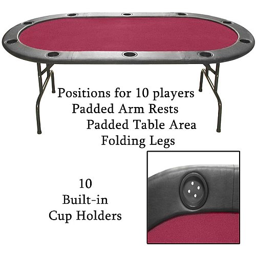Trademark Global Full Size Texas Holdem Folding Poker Table in Red