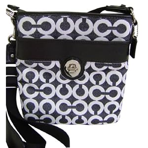 Coach Signature Op Art Peyton Swingpack Crossbody Messenger Bag 43466 Black White