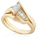 3/4ctw Marquise Diamond Wedding Ring Set in 14k Yellow Gold