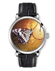 SPRAWL Aanalog Fashion Series Silver Ladies Watches of Genuine Black Leather Strap,Unique Wrist Watch for Women Girls Designed with Butterfly on a focus