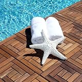 Le click Interlocking Teak Flooring Tiles, Style SPIRAL, Box of 10 Tiles, Oiled Finish