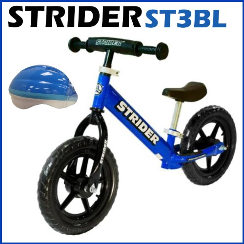 Strider ST-3 Toddler Pre Bikes Blue + Helmet