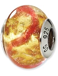 Sterling Silver s Yellow/pink/gold Italian Murano Bead by Reflection Beads, Best Quality Free Gift Box Satisfaction Guaranteed