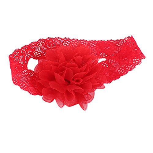 Weixinbuy Baby Girls Ruffle Flower Lace Hairband Elastic Headband